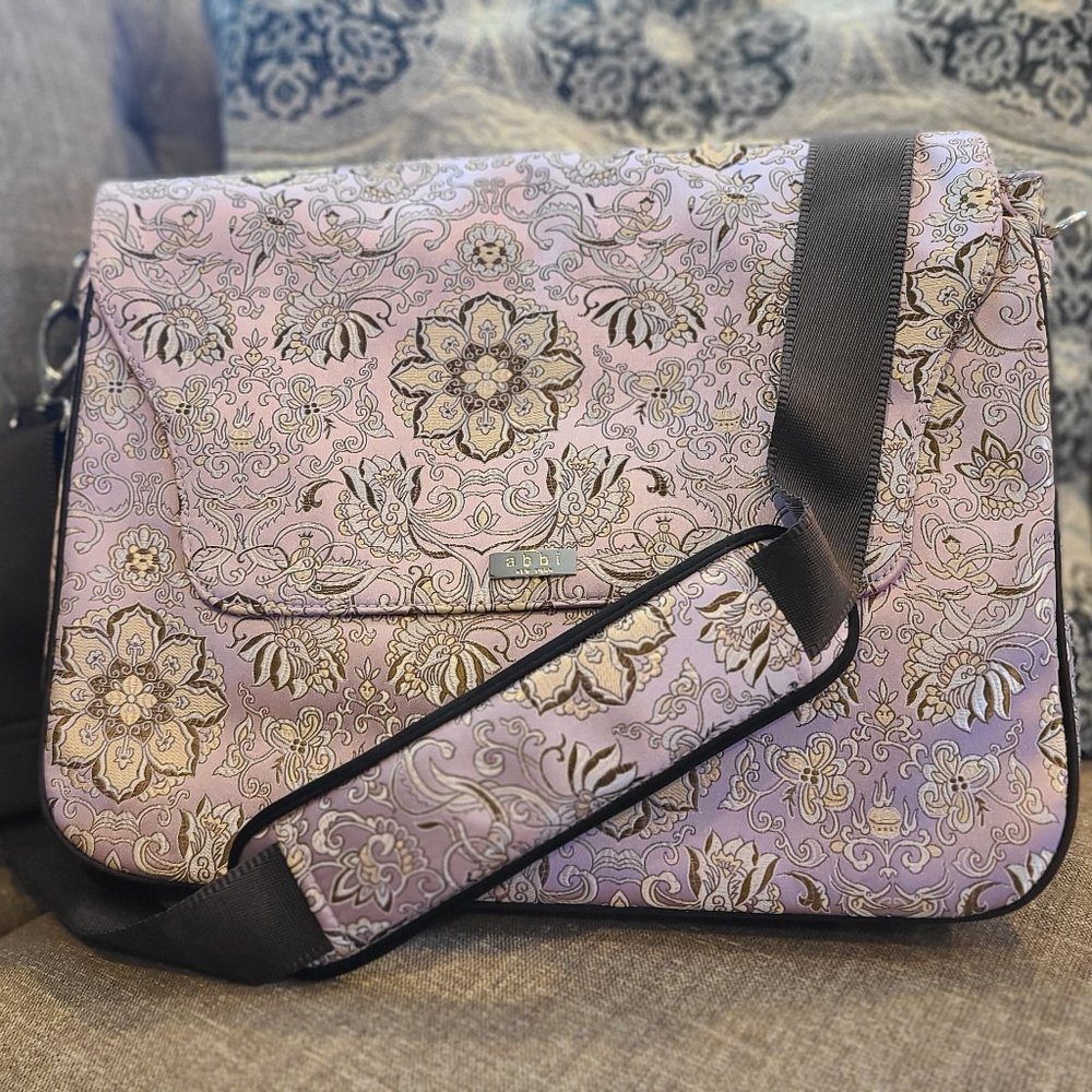Abbi NY Brocade Laptop Messenger Bag in Lavender